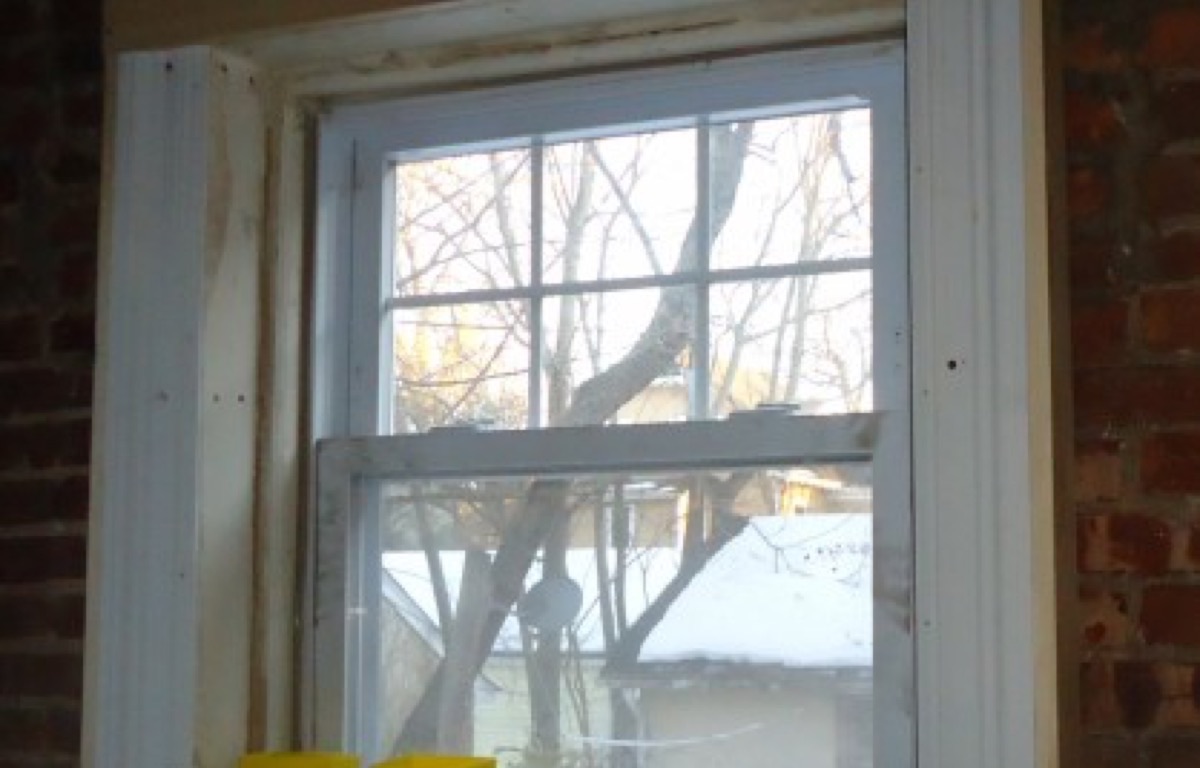 Interior window frame during a repair